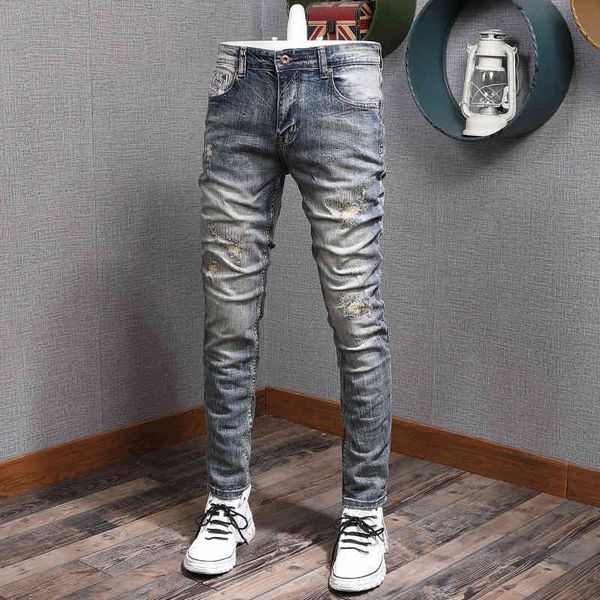 jeans italian style fashion men jeans retro blue wash elastic slim fit ripped denim pants patchwork vintage designer long trousers
jeans italian style fashion men jeans retro blue wash elastic slim fit ripped denim pants patchwork vintage designer long trousers