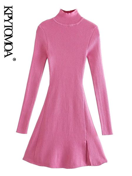 kpytomoa women chic fashion front slit fitted knit mini dress vintage high neck long sleeve female dresses vestidos mujer 220308, Black;gray
kpytomoa women chic fashion front slit fitted knit mini dress vintage high neck long sleeve female dresses vestidos mujer 220308, Black;gray