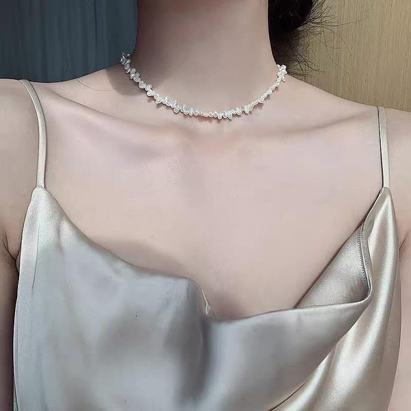 chains elegant women necklace trendy style geometric beads single one layer small natural pearls for gifts, Silver
chains elegant women necklace trendy style geometric beads single one layer small natural pearls for gifts, Silver