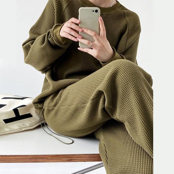 women's two piece pants elegant women waffle knitted tracksuit oversized sweatshirt sets sweatsuits pant 2 jogger suit outfit lounge se, White
women's two piece pants elegant women waffle knitted tracksuit oversized sweatshirt sets sweatsuits pant 2 jogger suit outfit lounge se, White