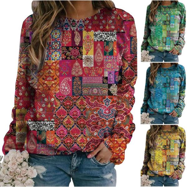 women's t-shirt womens floral print o-neck long sleeve casual loose retro pullover tees winter spring female tshirt, White
women's t-shirt womens floral print o-neck long sleeve casual loose retro pullover tees winter spring female tshirt, White