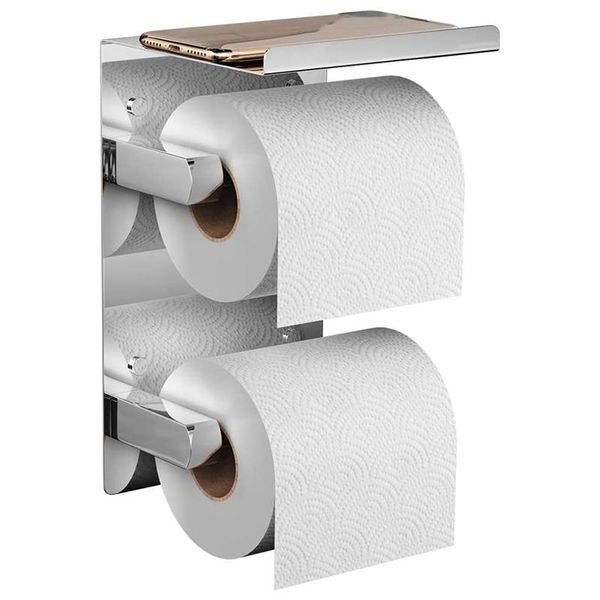 -toilet paper holder,stainless steel double roll tissue holder with phone shelf, polished toilet holders
-toilet paper holder,stainless steel double roll tissue holder with phone shelf, polished toilet holders