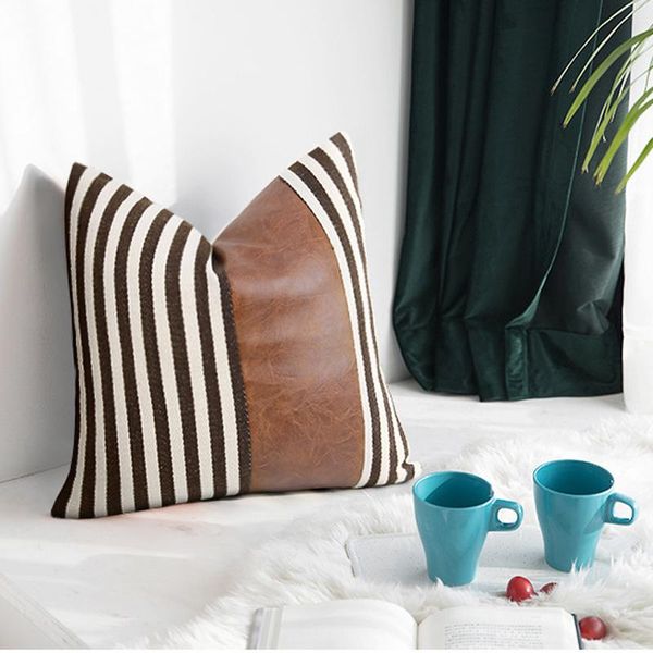 cushion/decorative pillow 45*45 pu leather striped patchwork throw home decor linen cotton bedroom office car sofa chair decorative cushion
cushion/decorative pillow 45*45 pu leather striped patchwork throw home decor linen cotton bedroom office car sofa chair decorative cushion