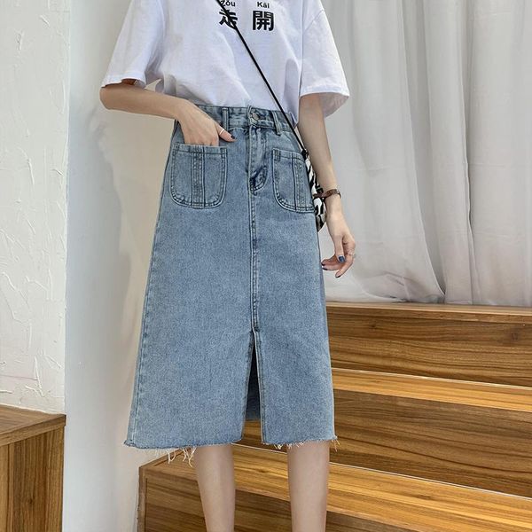 skirts korean spring summer split front denim for women casual high waist with pocket mid-length jeans skirt female s-xl, Black
skirts korean spring summer split front denim for women casual high waist with pocket mid-length jeans skirt female s-xl, Black