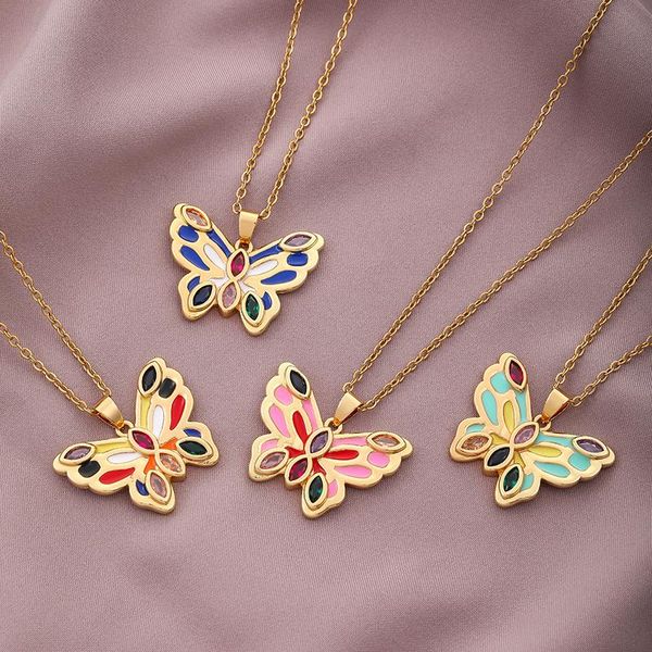 pendant necklaces fashion cute enamel butterfly necklace stainless steel chain for women gold color insect jewelry gifts, Silver
pendant necklaces fashion cute enamel butterfly necklace stainless steel chain for women gold color insect jewelry gifts, Silver