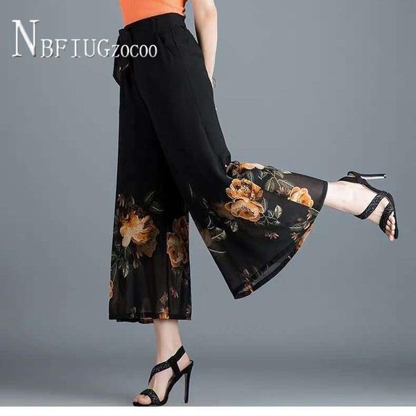 women's pants & capris chiffon flower printed wide leg women 2021 high waist casual ankle length female trousers, Black;white
women's pants & capris chiffon flower printed wide leg women 2021 high waist casual ankle length female trousers, Black;white