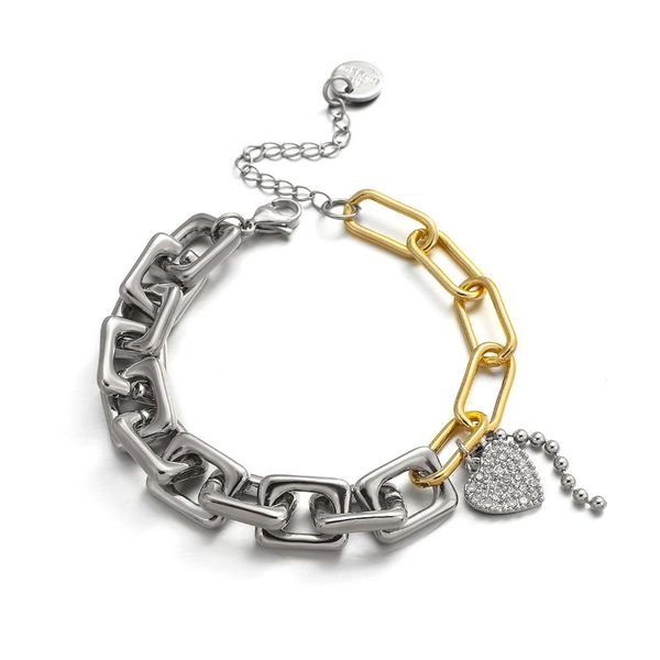 link, chain aensoa vintage copper alloy gold color plated crystal heart pendants metal bracelet 2021 punk geometric bracelets for women men, Black
link, chain aensoa vintage copper alloy gold color plated crystal heart pendants metal bracelet 2021 punk geometric bracelets for women men, Black
