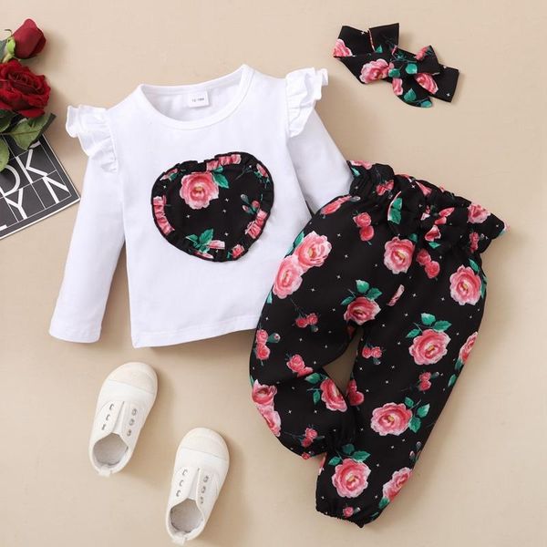 clothing sets kid girls three-piece clothes set autumn fall cotton child pullover floral printed pattern trousers headdress, White
clothing sets kid girls three-piece clothes set autumn fall cotton child pullover floral printed pattern trousers headdress, White