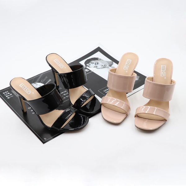 sandals summer 2021 all-around high heel club slippers patent leather large size thin for wome, Black
sandals summer 2021 all-around high heel club slippers patent leather large size thin for wome, Black