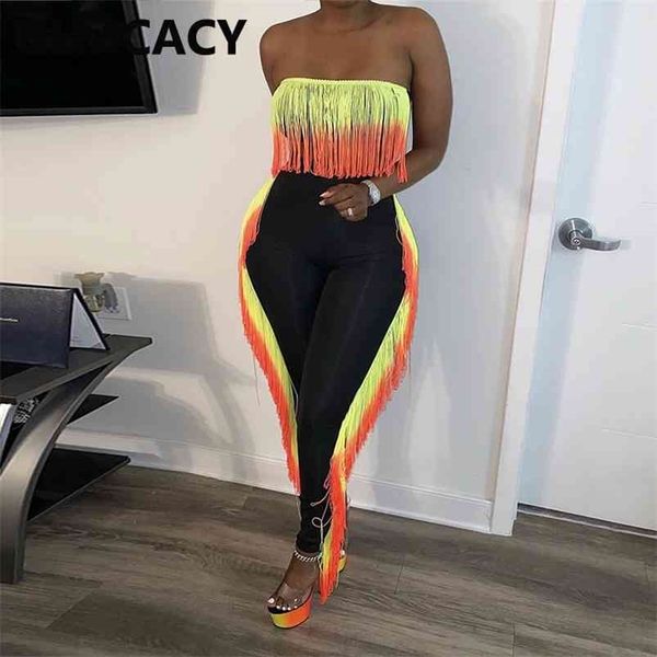women tassels detail tube and skinny pants set summer two piece suits 210721, White
women tassels detail tube and skinny pants set summer two piece suits 210721, White