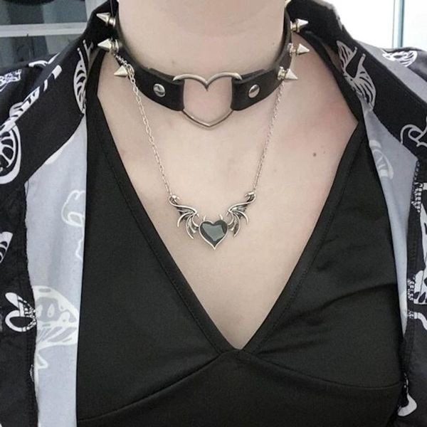pendant necklaces goth choker necklace creative alloy drop nectarine wing men wome punk rock chain, Silver
pendant necklaces goth choker necklace creative alloy drop nectarine wing men wome punk rock chain, Silver