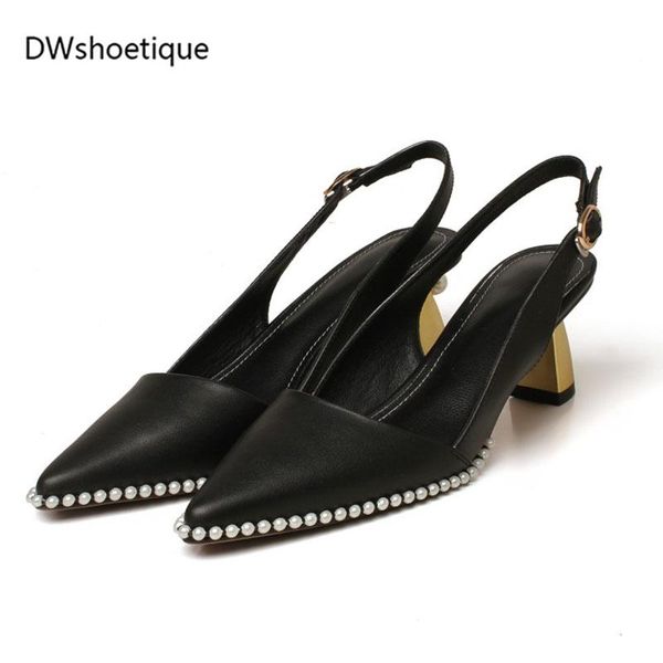 fashion pear chain women dress shoes strange heel leather lady slingbacks, Black
fashion pear chain women dress shoes strange heel leather lady slingbacks, Black