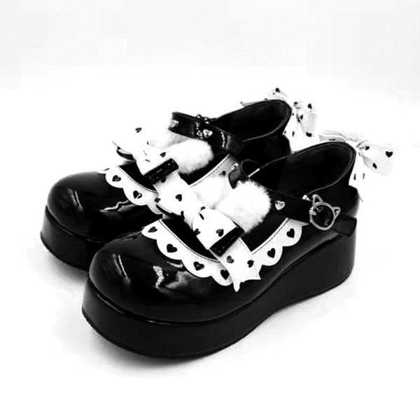 womens lolita bowknot fur ball round toe platform gothic punk pumps shoes creepers wedge high heel japanese harajuku dress, Black
womens lolita bowknot fur ball round toe platform gothic punk pumps shoes creepers wedge high heel japanese harajuku dress, Black