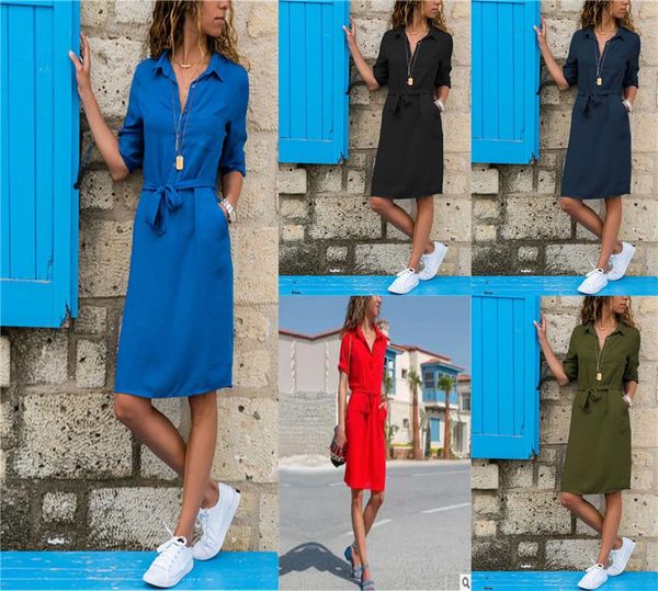 women's t-shirt women jumpers ladies long sleeve dress oversize collar office wear woman button up pockets dresses female c0339, White
women's t-shirt women jumpers ladies long sleeve dress oversize collar office wear woman button up pockets dresses female c0339, White