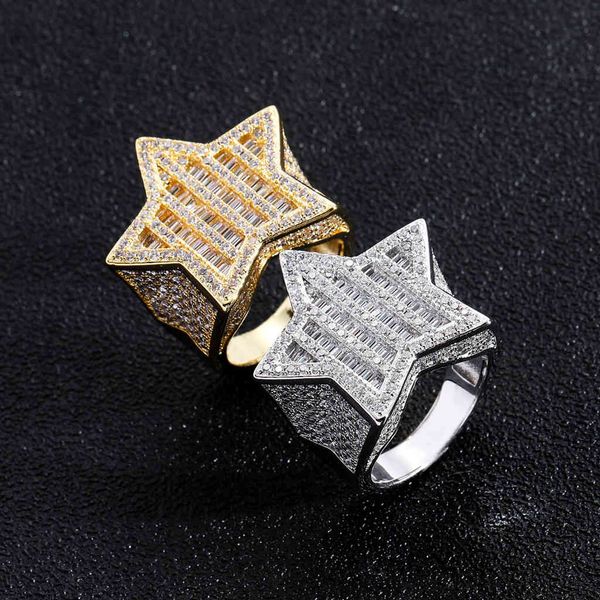 ring hip hop five pointed star square zirconium round zircon micro set men's personalized fashion, Silver
ring hip hop five pointed star square zirconium round zircon micro set men's personalized fashion, Silver