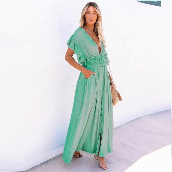 women's swimwear solid color robe dress pareo v deep space rope skirt long sun swimsuit, White;black
women's swimwear solid color robe dress pareo v deep space rope skirt long sun swimsuit, White;black