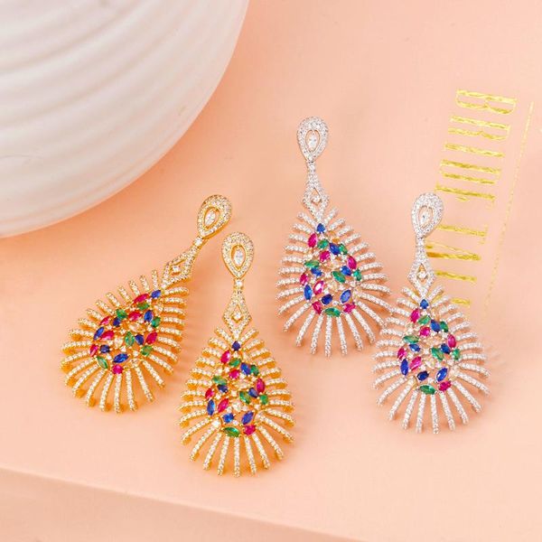 dangle & chandelier tirim luxury multicolourl earrings for women cubic zircon flower jewelry cz big eardrop wedding elements of chinese styl, Silver
dangle & chandelier tirim luxury multicolourl earrings for women cubic zircon flower jewelry cz big eardrop wedding elements of chinese styl, Silver