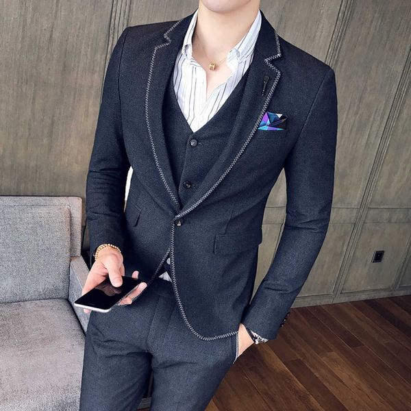 men's suits & blazers solid suit color for fashionable men boutique formal social business wear three simple set pieces groom marriage, White;black
men's suits & blazers solid suit color for fashionable men boutique formal social business wear three simple set pieces groom marriage, White;black