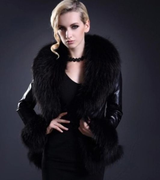 women's fur & faux winter fashion pu leather coat imitation collar thinner short solid color casual jacket 2021, Black
women's fur & faux winter fashion pu leather coat imitation collar thinner short solid color casual jacket 2021, Black
