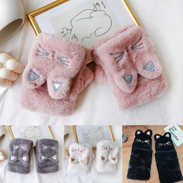five fingers gloves 1 pair women winter warm plus velvet thicken half finger flip cycling driving cute cat fingerless touch screen mittens, Blue;gray
five fingers gloves 1 pair women winter warm plus velvet thicken half finger flip cycling driving cute cat fingerless touch screen mittens, Blue;gray