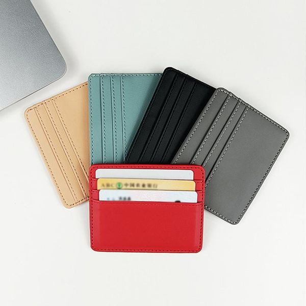 card holders 1pc pu leather travel passport holder pocard id bank credit case coin pouch bag women men business cards protectors, Brown;gray