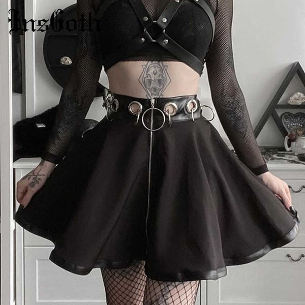 insgoth women black mini skirts gothic punk ring zipper high waist female streetwear skirts fashion party a-line skirt y0824
insgoth women black mini skirts gothic punk ring zipper high waist female streetwear skirts fashion party a-line skirt y0824