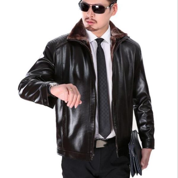 men's fur & faux s-3xl autumn and winter collar one leather middle-aged jacket sheep daddy plus velvet, Black
men's fur & faux s-3xl autumn and winter collar one leather middle-aged jacket sheep daddy plus velvet, Black
