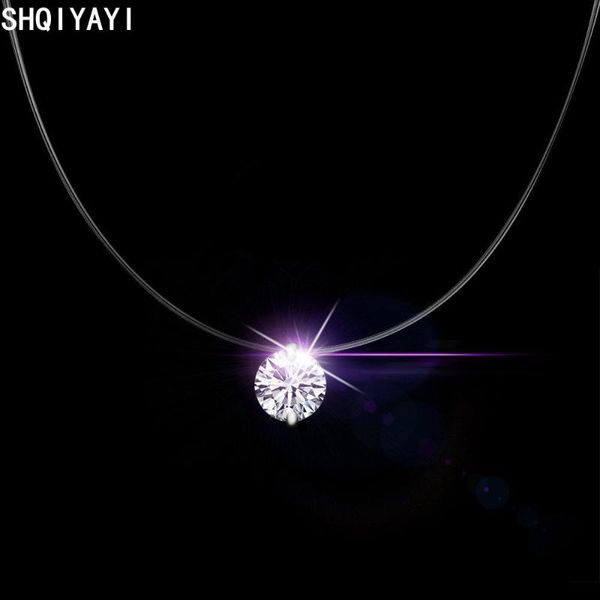 pendant necklaces shqiyayi no allergic invisible transparent thin chain cz crystal short necklace for women girls gift collares x143, Silver
pendant necklaces shqiyayi no allergic invisible transparent thin chain cz crystal short necklace for women girls gift collares x143, Silver