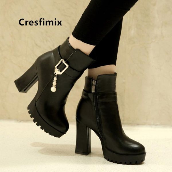 boots cresfimix botas de mujer women cute black pu leather heel ladies ankle winter a6043
boots cresfimix botas de mujer women cute black pu leather heel ladies ankle winter a6043