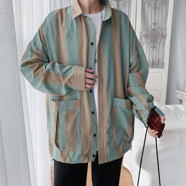 men's casual shirts 2021 autumn korean literary trend male youth loose striped lapel long sleeve campus shirt streetwear, White;black
men's casual shirts 2021 autumn korean literary trend male youth loose striped lapel long sleeve campus shirt streetwear, White;black