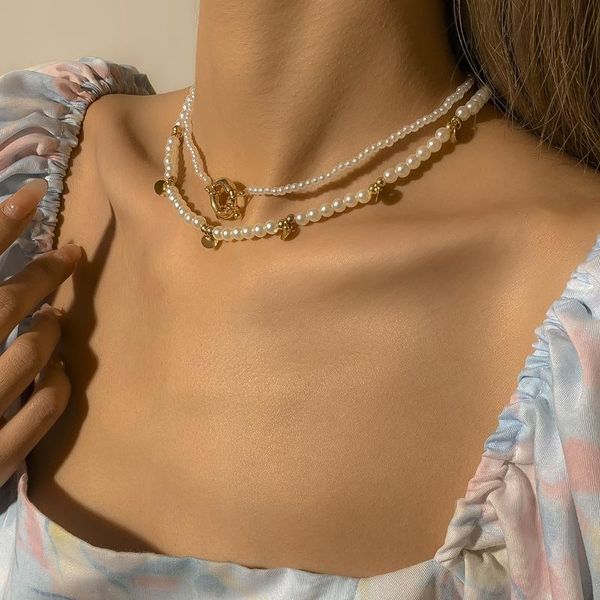 chains 2021 fashion imitation pearls choker double layer white beads necklace for women charm collar jewelry gift, Silver
chains 2021 fashion imitation pearls choker double layer white beads necklace for women charm collar jewelry gift, Silver