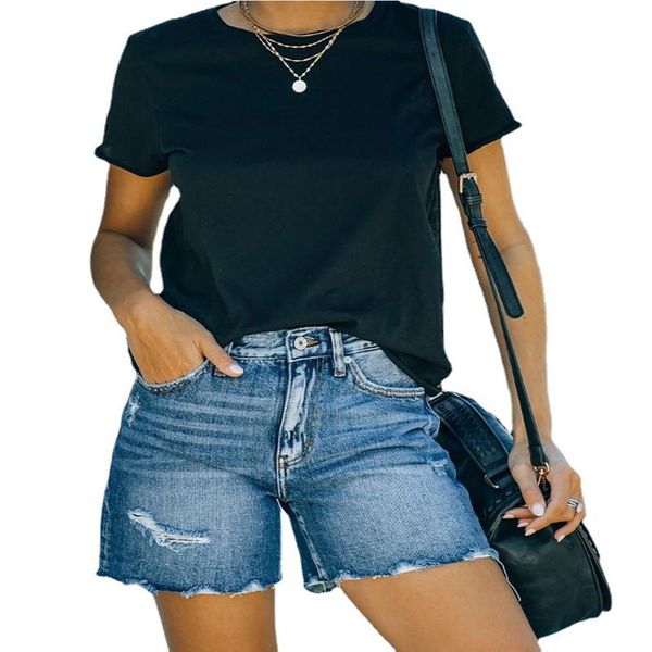 women's shorts 2021 european and american pants washed denim with ripped holes loose simple wide-leg, White;black
women's shorts 2021 european and american pants washed denim with ripped holes loose simple wide-leg, White;black