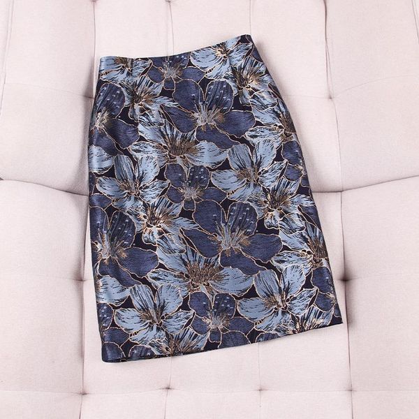vintage flower printed women skirts summer design blue high waist straight knee-length office lady clothing, Black
vintage flower printed women skirts summer design blue high waist straight knee-length office lady clothing, Black