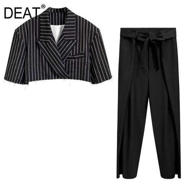 women's tracksuits deat 2021 autumn and summer two pieces set notched short sleeves striped full length pants suit wn41801l, Gray
women's tracksuits deat 2021 autumn and summer two pieces set notched short sleeves striped full length pants suit wn41801l, Gray