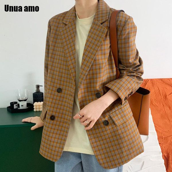 women's suits & blazers unua amo vintage plaid blazer femme double breasted suit jacket for women spring autumn fashion loose americana, White;black
women's suits & blazers unua amo vintage plaid blazer femme double breasted suit jacket for women spring autumn fashion loose americana, White;black