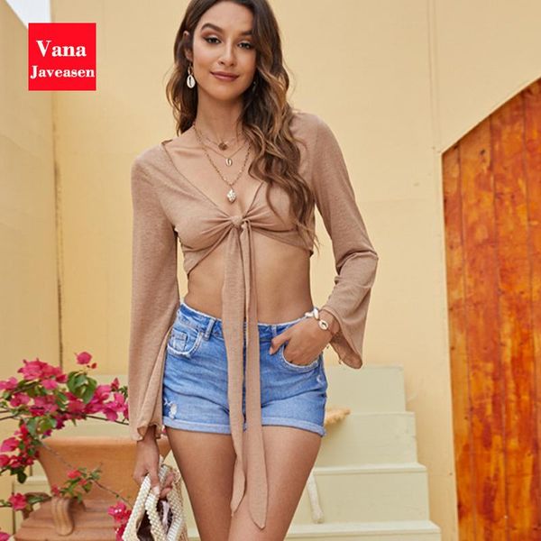 women's t-shirt tie bow neck crop womens long sleeve summer bandage casual t-shirts pullover light brown tee-shirts female, White
women's t-shirt tie bow neck crop womens long sleeve summer bandage casual t-shirts pullover light brown tee-shirts female, White