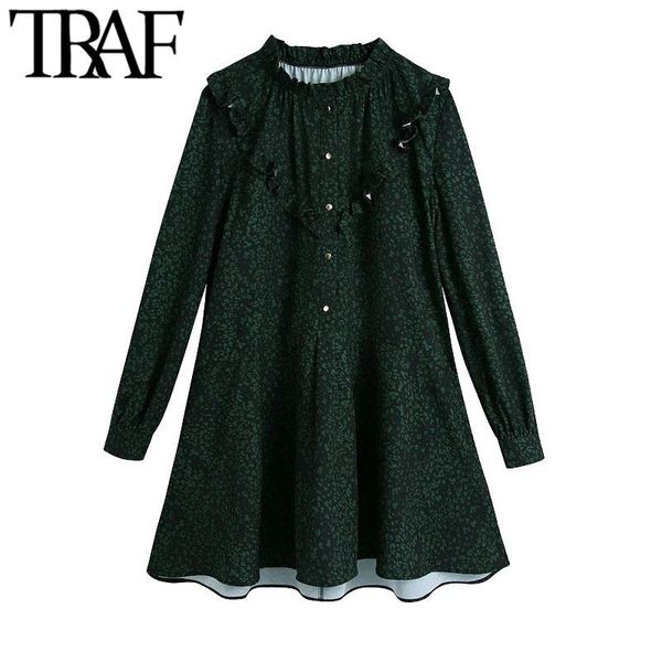 casual dresses traf women fashion with metal buttons printed ruffle mini dress vintage high neck long sleeve female mujer, Black;gray
casual dresses traf women fashion with metal buttons printed ruffle mini dress vintage high neck long sleeve female mujer, Black;gray