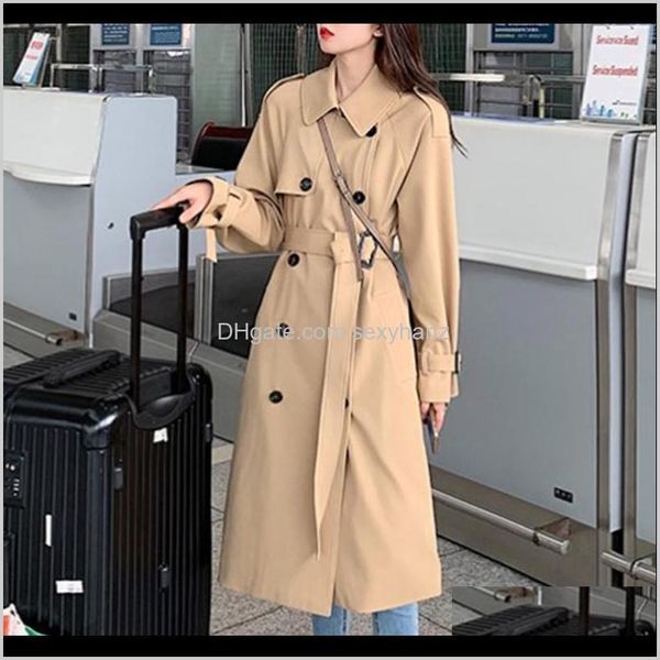 outerwear & coats womens clothing apparel drop delivery 2021 korean version trench british style temperament fashion double breasted lapel l, Tan;black
outerwear & coats womens clothing apparel drop delivery 2021 korean version trench british style temperament fashion double breasted lapel l, Tan;black