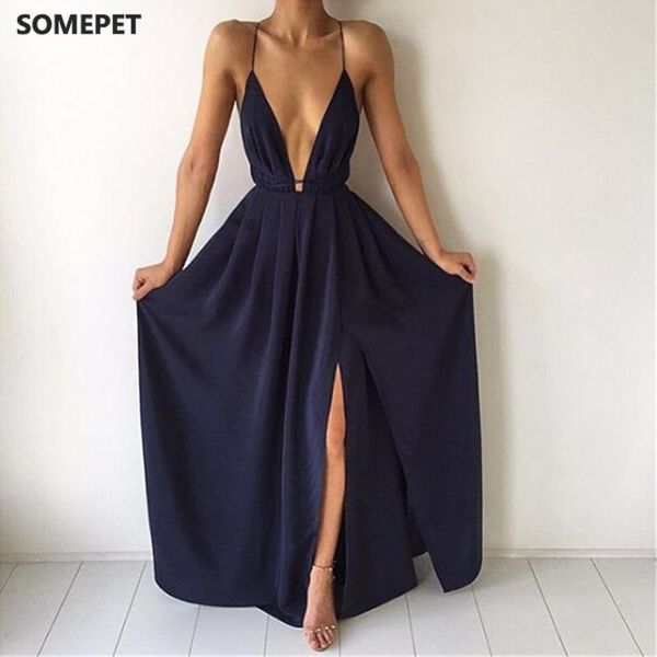 casual dresses summer maxi dress women solid color deep v-neck sleeveless spaghetti strap backless high split long sundress vestidos, Black;gray
casual dresses summer maxi dress women solid color deep v-neck sleeveless spaghetti strap backless high split long sundress vestidos, Black;gray