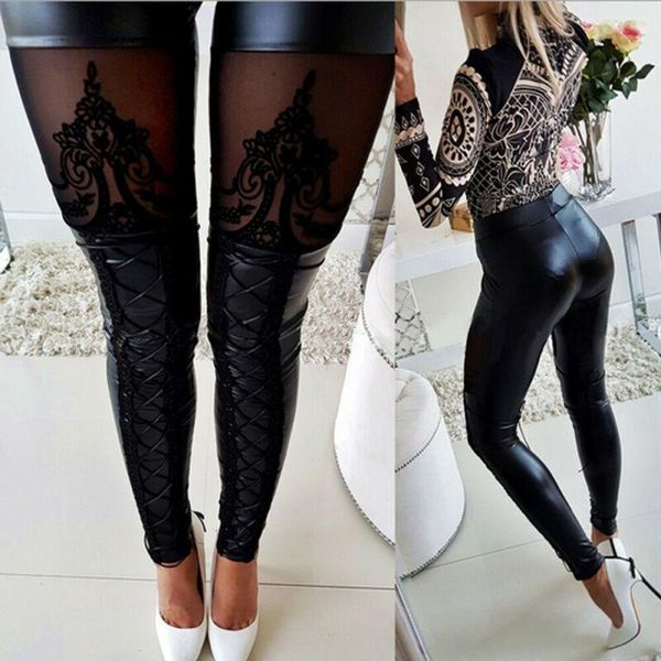 women's pu leather pants stretchy push up pencil skinny tight black lace hollow out bandage & capris, Black;white
women's pu leather pants stretchy push up pencil skinny tight black lace hollow out bandage & capris, Black;white