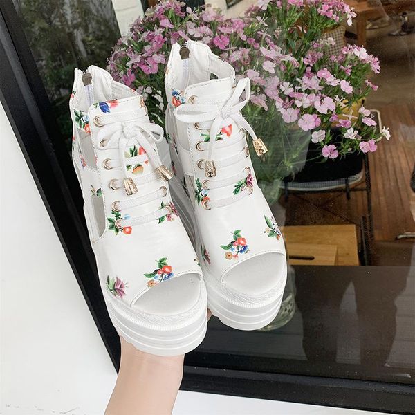 sandals women summer super high heel wedge platform flower print thick bottom increased fish mouth ladies, Black
sandals women summer super high heel wedge platform flower print thick bottom increased fish mouth ladies, Black
