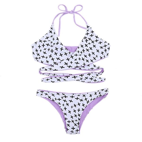 bikini mujer 2021 braga alta european and american swimsuit print lace split women women's swimwear, White;black