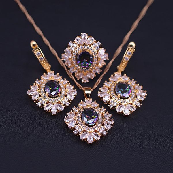 jewelry sets luxury wedding gold with rainbow zircon set adjustable ring earrings necklace pendant factory directly sales, Black
jewelry sets luxury wedding gold with rainbow zircon set adjustable ring earrings necklace pendant factory directly sales, Black