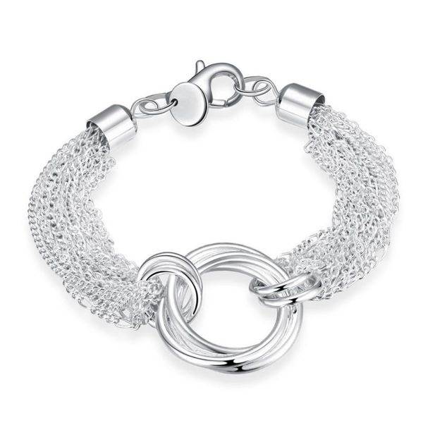 link, chain 925 silver fashoin bracelet for women many fine chains mesh with double circle tag pendant jewelry, Black
link, chain 925 silver fashoin bracelet for women many fine chains mesh with double circle tag pendant jewelry, Black
