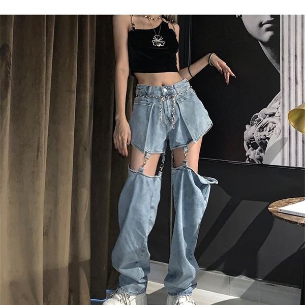 high street jeans women splice wide leg trousers hip-hop cotton loose retro chain removable cool girls womens denim pants, Blue
high street jeans women splice wide leg trousers hip-hop cotton loose retro chain removable cool girls womens denim pants, Blue