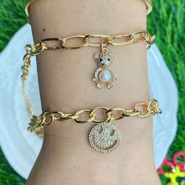 charm bracelets 2021 simple bear starfish love lock multi-style color pendant women men thick chain bracelet party jewelry, Golden;silver
charm bracelets 2021 simple bear starfish love lock multi-style color pendant women men thick chain bracelet party jewelry, Golden;silver