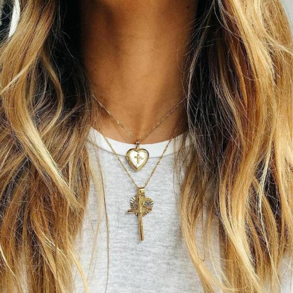 two layers fashion cross jesus pendant choker necklace for women trendy charm love heart clavicle chain christian jewelry necklaces, Silver
two layers fashion cross jesus pendant choker necklace for women trendy charm love heart clavicle chain christian jewelry necklaces, Silver