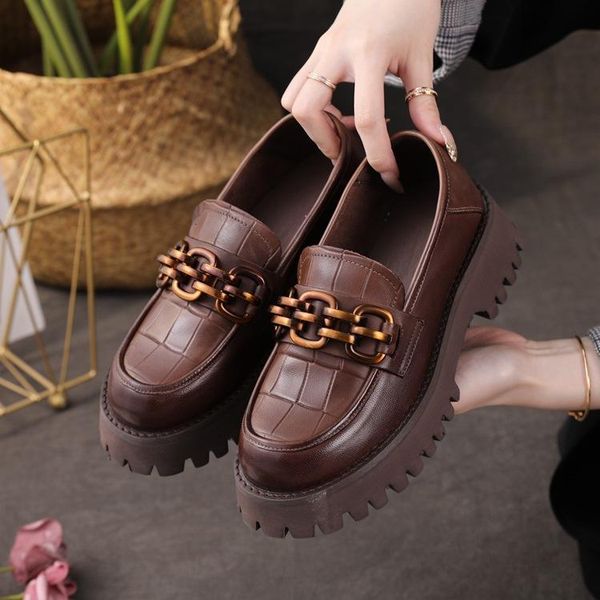 dress shoes autumn 2021 vintage women's platform soles cowhide metal decorative buckle loafers with all small, Black
dress shoes autumn 2021 vintage women's platform soles cowhide metal decorative buckle loafers with all small, Black