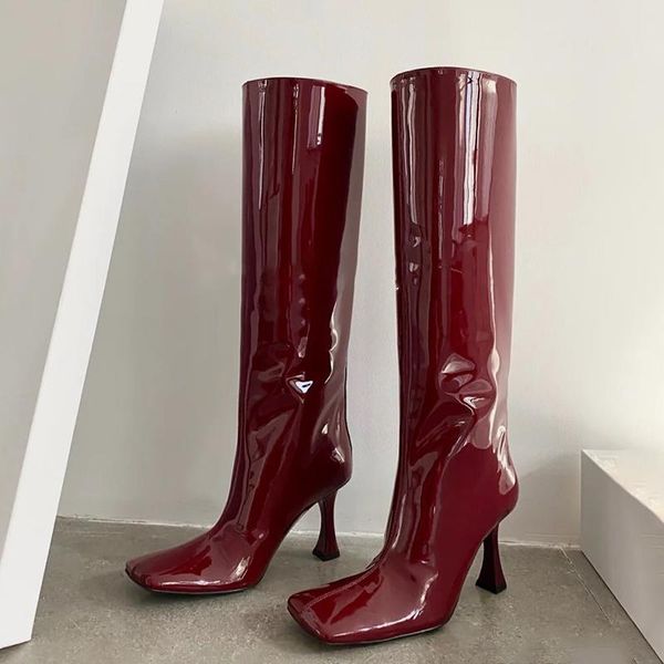 boots 2021 design shoes woman squar toe thin high heels patent leather zapatos de mujer sling on knee botas, Black
boots 2021 design shoes woman squar toe thin high heels patent leather zapatos de mujer sling on knee botas, Black