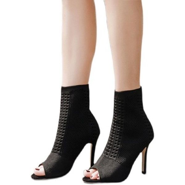 sandals 2022 spring autum design women ankle boots peep toe knitted stretch fabric cut-out thin high heels shoes woman, Black
sandals 2022 spring autum design women ankle boots peep toe knitted stretch fabric cut-out thin high heels shoes woman, Black
